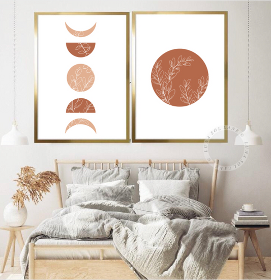 Blush Boho Terracotta Sun and Moon Phase Set (Design 2)