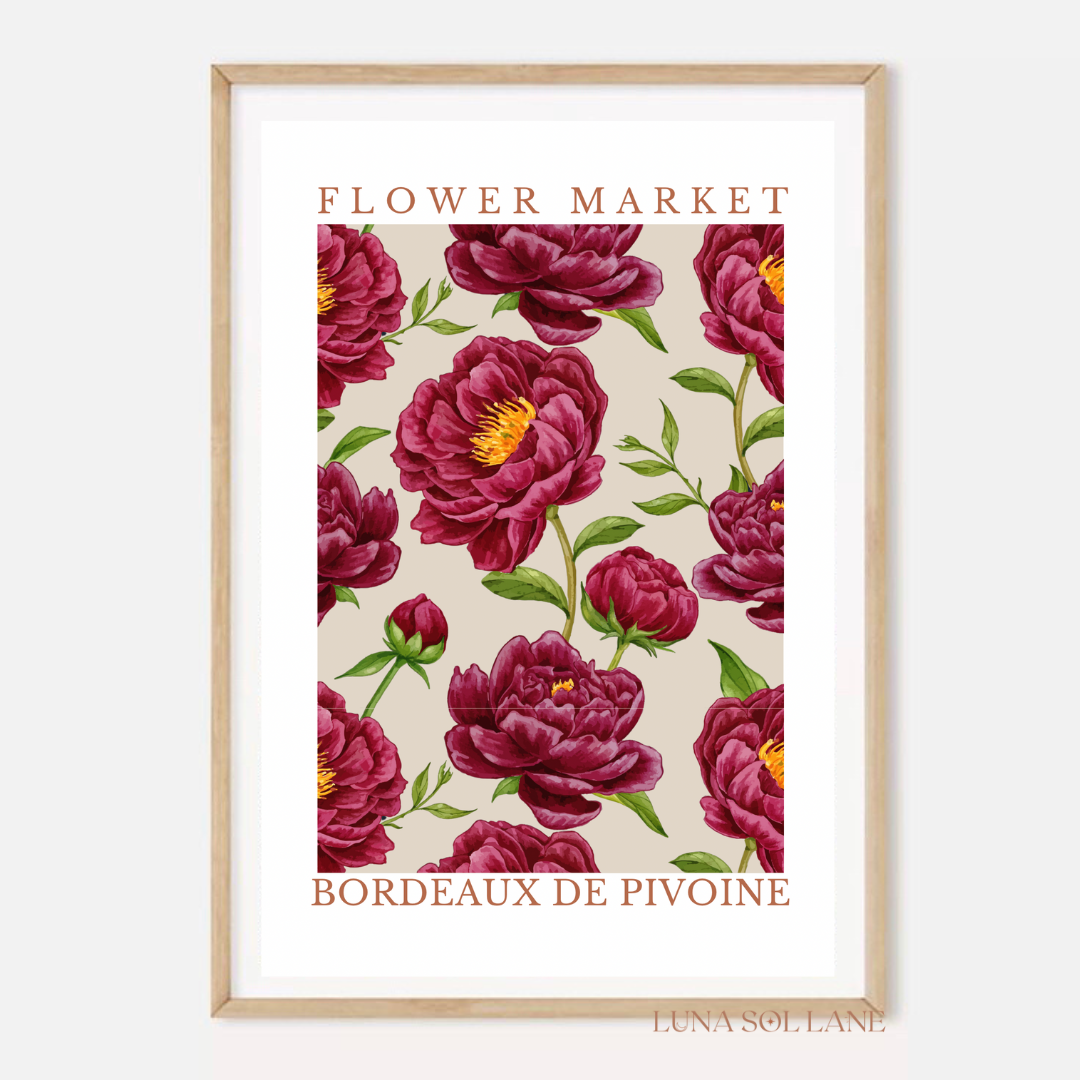 Flower Market - Peonies Maroon